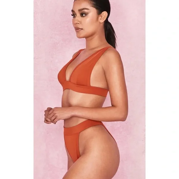 HOUSE OF CB Mawi Terracotta Rust Bikini Set XS - Picture 8 of 14